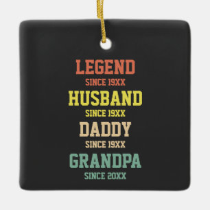 Personlig Retro Legend Make pappa Grandpa Julgransprydnad Keramik