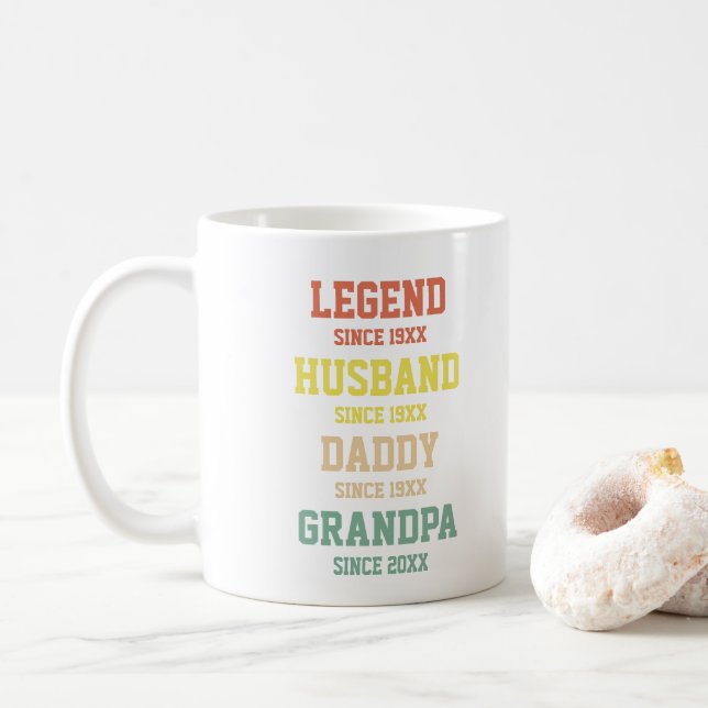 Personlig Retro Legend Make pappa Grandpa Kaffemugg (Med munk)