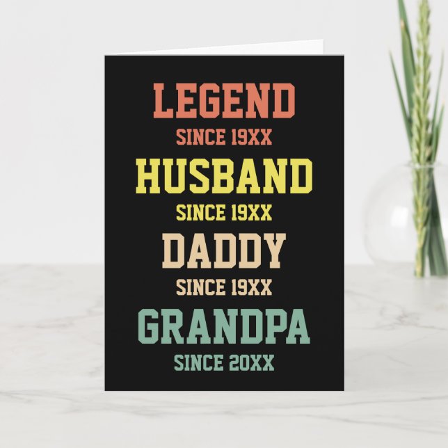 Personlig Retro Legend Make pappa Grandpa Kort (Framsida)