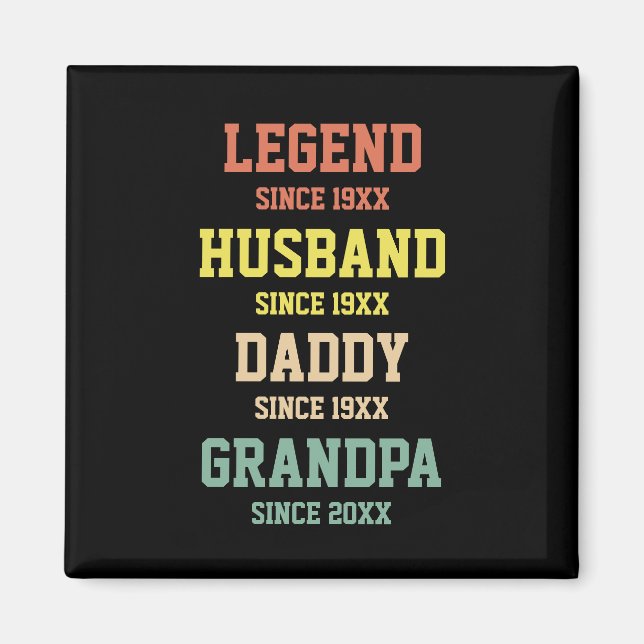 Personlig Retro Legend Make pappa Grandpa Magnet (Framsidan)