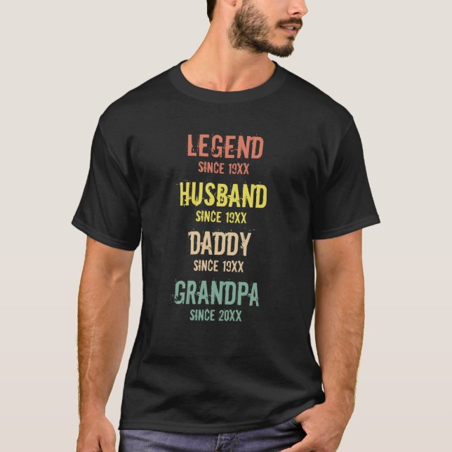 Personlig Retro Legend Make pappa Grandpa T Shirt (Framsida)