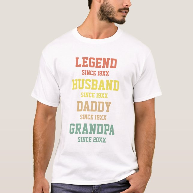 Personlig Retro Legend Make pappa Grandpa T Shirt (Framsida)