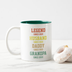 Personlig Retro Legend Make pappa Grandpa Två-Tonad Mugg