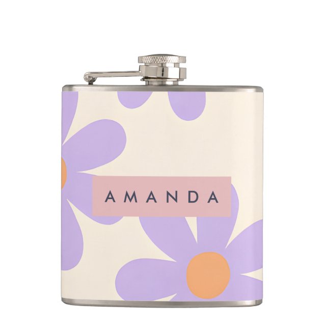 Personlig Retro Lila Tusenskönas Blomma Fickplunta (Framsidan)
