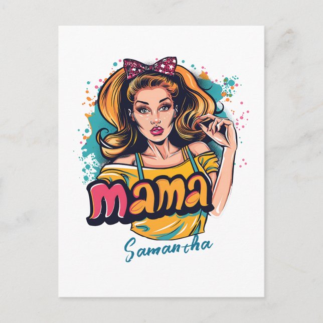 Personlig Retro Mama Pop Art (10) vykort (Framsida)