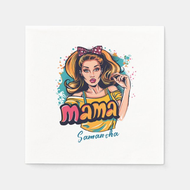 Personlig Retro Mamma art (10) Napkins Pappersservett (Framsidan)