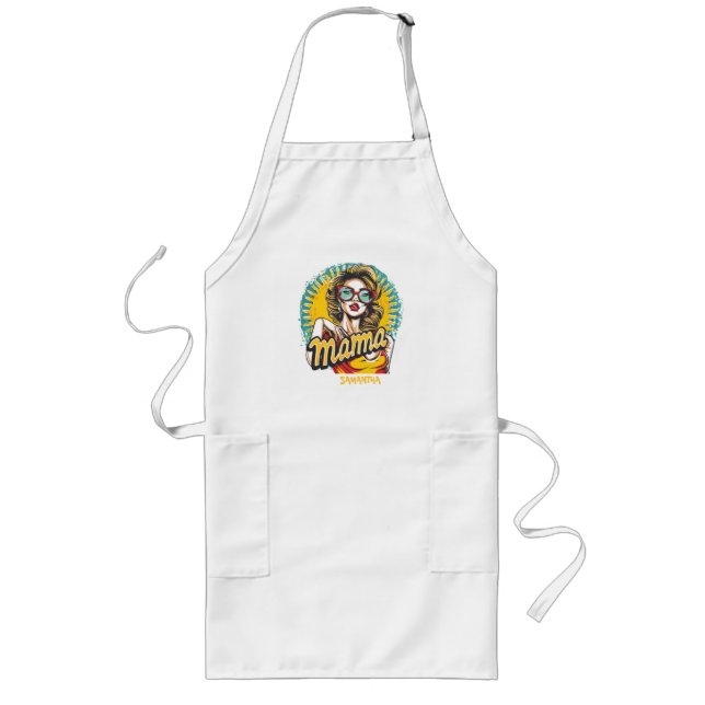 Personlig Retro Mamma art (17) Long Apron Långt Förkläde (Framsidan)