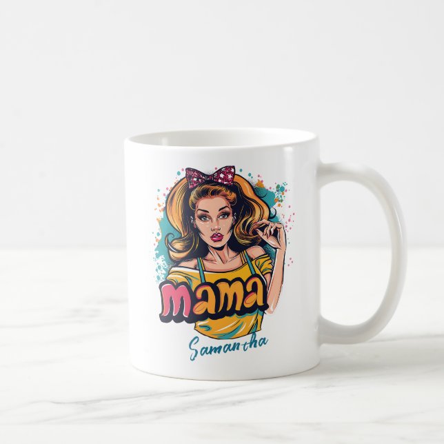 Personlig Retro Mamma artikel 10 Kaffemugg (Höger)