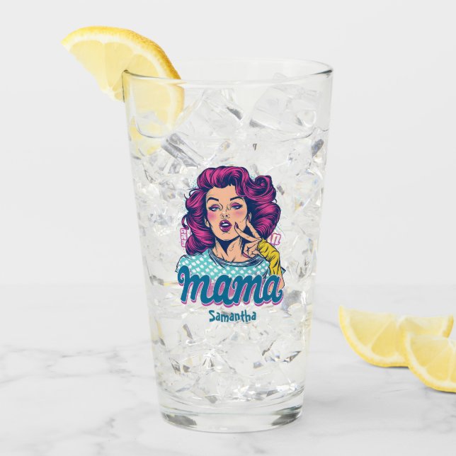 Personlig Retro Mamma artikel 11 Glaskopp (Framsida Ice)