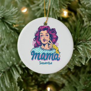 Personlig Retro Mamma artikel 11 Julgransprydnad Keramik