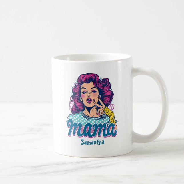 Personlig Retro Mamma artikel 11 Kaffemugg (Höger)