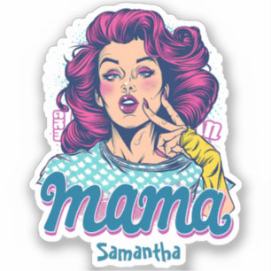 Personlig Retro Mamma artikel 11 Klistermärken