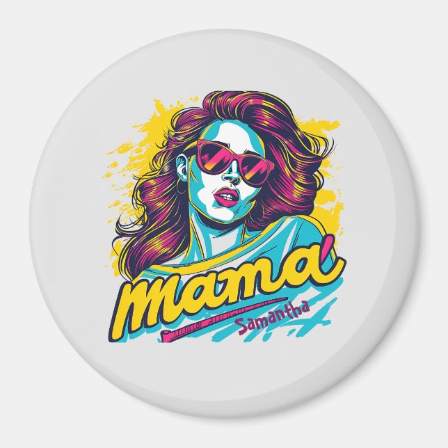 Personlig Retro Mamma artikel 12 Magnet (Framsidan)