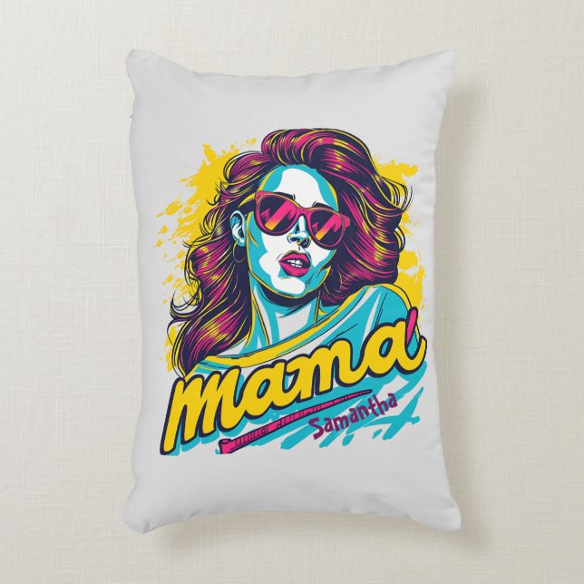 Personlig Retro Mamma artikel 12 Prydnadskudde (Framsidan(Vertikal))