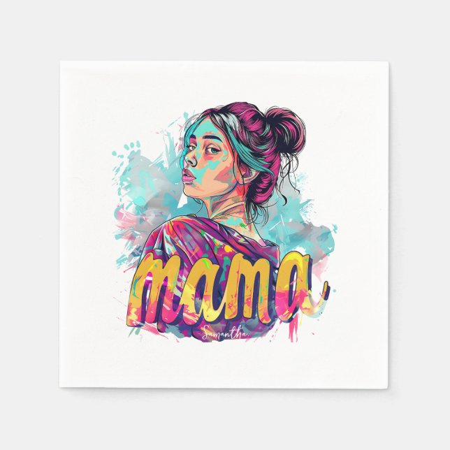 Personlig Retro Mamma artikel 13 Pappersservett (Framsidan)