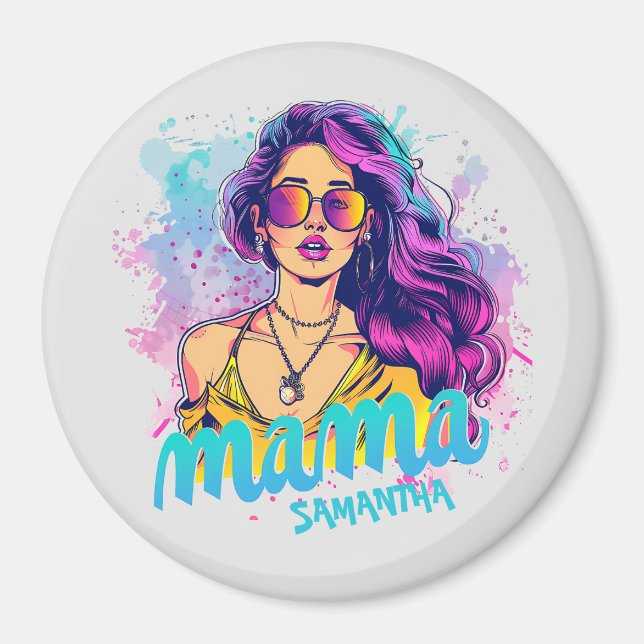 Personlig Retro Mamma artikel 15 Magnet (Framsidan)