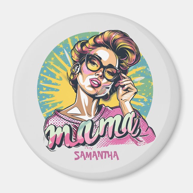 Personlig Retro Mamma artikel 16 Magnet (Framsidan)