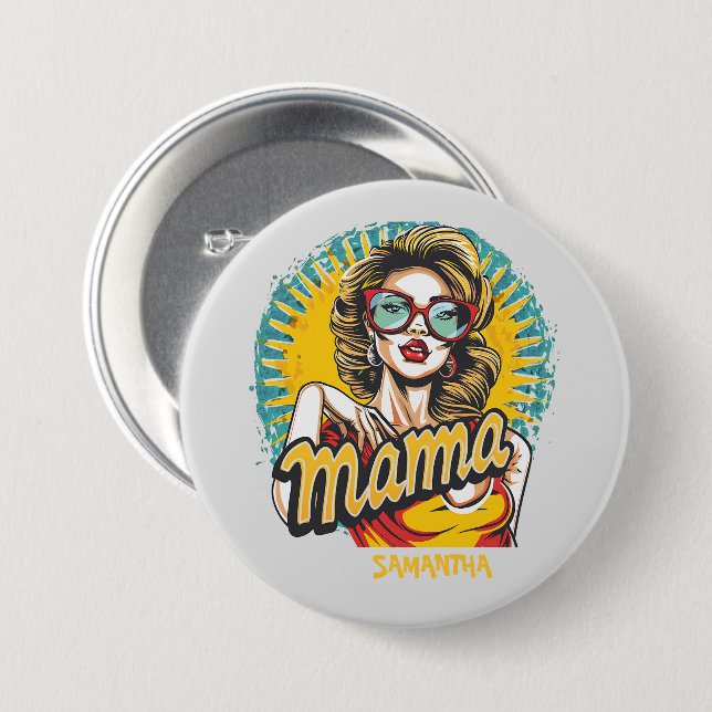 Personlig Retro Mamma artikel 17 Knapp (Framsida & baksida)