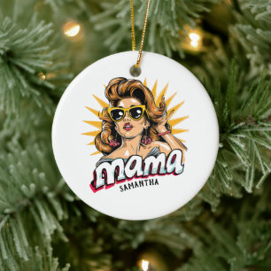 Personlig Retro Mamma artikel 1 Julgransprydnad Keramik