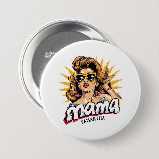 Personlig Retro Mamma artikel 1 Knapp (Framsida & baksida)