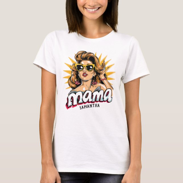 Personlig Retro Mamma artikel 1 T Shirt (Framsida)