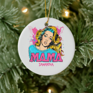 Personlig Retro Mamma artikel 20 Julgransprydnad Keramik