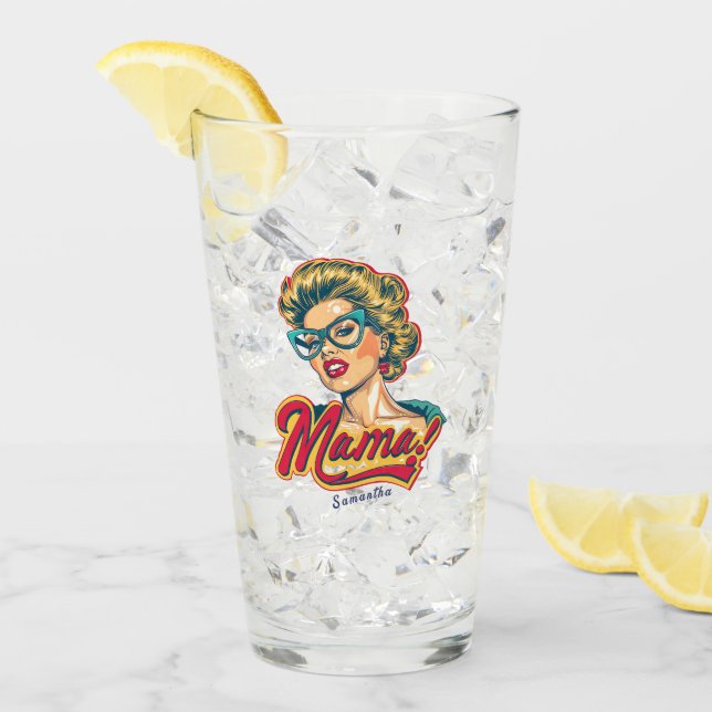 Personlig Retro Mamma artikel 2 Glaskopp (Framsida Ice)