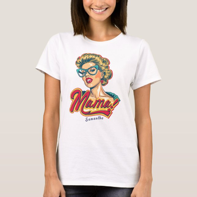 Personlig Retro Mamma artikel 2 T Shirt (Framsida)