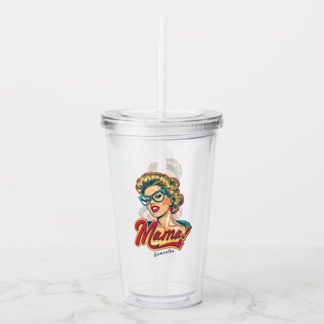 Personlig Retro Mamma artikel 2 Take Away Mugg (Framsida)