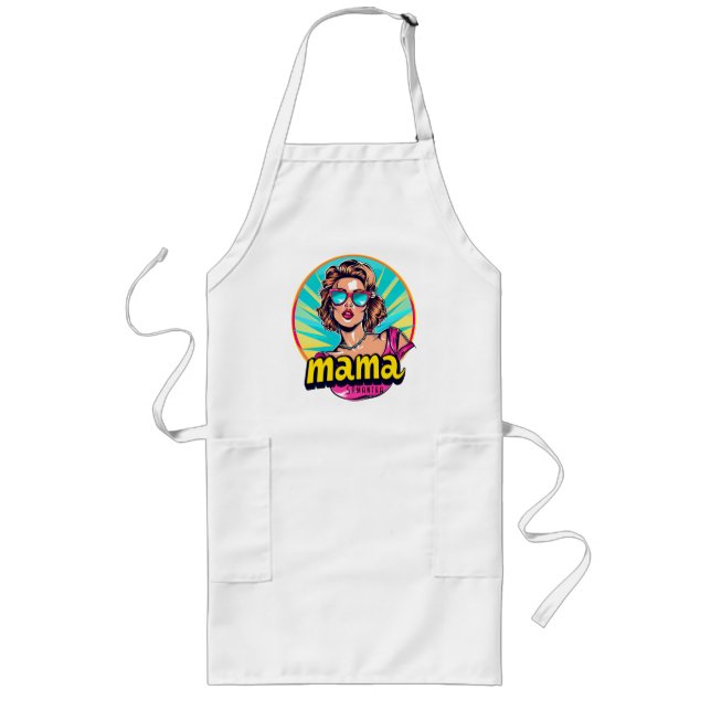 Personlig Retro Mamma artikel 3 Långt Förkläde (Framsidan)