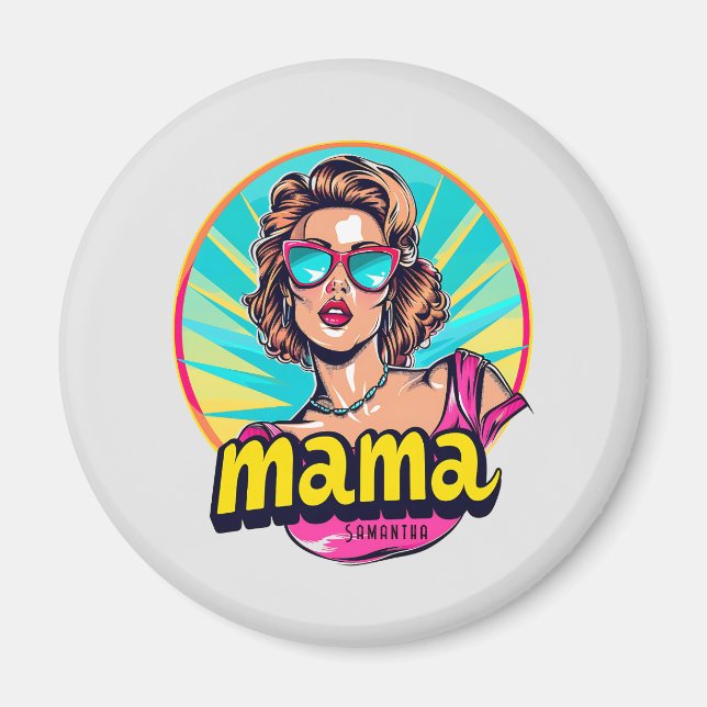 Personlig Retro Mamma artikel 3 Magnet (Framsidan)