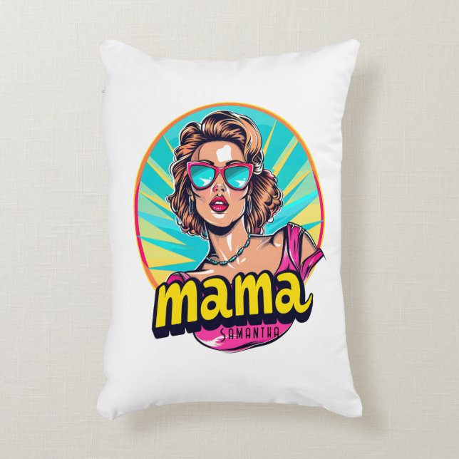 Personlig Retro Mamma artikel 3 Prydnadskudde (Framsidan(Vertikal))