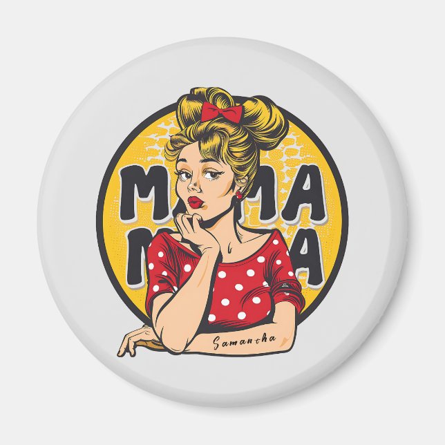 Personlig Retro Mamma artikel 4 Magnet (Framsidan)