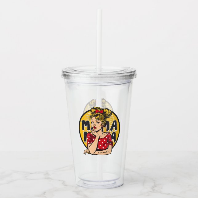 Personlig Retro Mamma artikel 4 Take Away Mugg (Framsida)