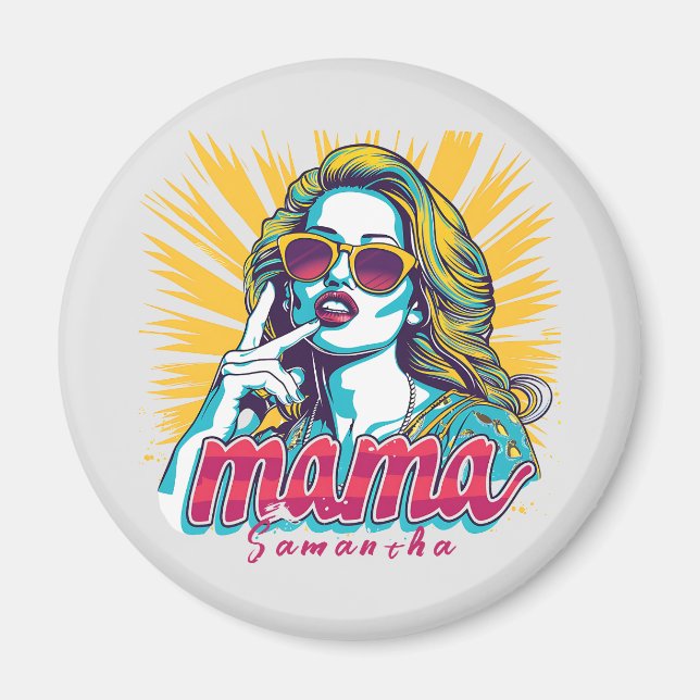 Personlig Retro Mamma artikel 5 Magnet (Framsidan)