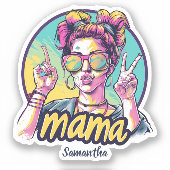 Personlig Retro Mamma-popup Art (19) - etikett (Framsida)