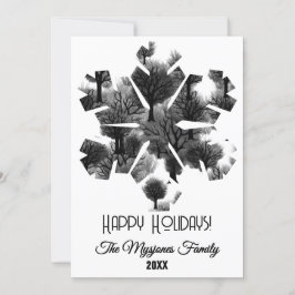 Personlig Retro Minimalist Black Helgdag Träd Julkort