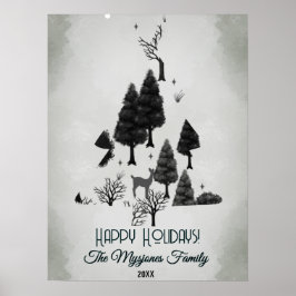 Personlig Retro Minimalist Black Helgdag Träd Poster