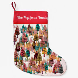 Personlig Retro Minimalist Färg Träd Liten Julstrumpa