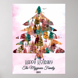 Personlig Retro Minimalist Färg Träd Poster