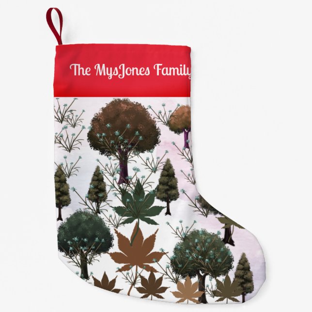 Personlig Retro Minimalist Helgdag Träd Liten Julstrumpa (Framsidan)