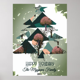 Personlig Retro Minimalistisk Träd och former Poster