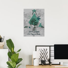 Personlig Retro Minimalistisk Träd och former Poster