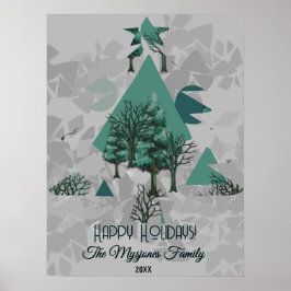 Personlig Retro Minimalistisk Träd och former Poster