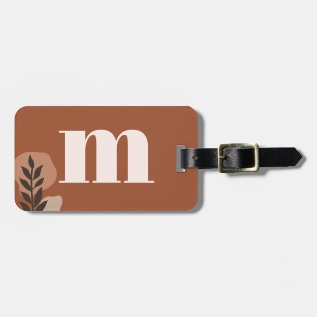 Personlig Retro Monogram med Terracotta Boho Bagagebricka (Horisontell Framsida)