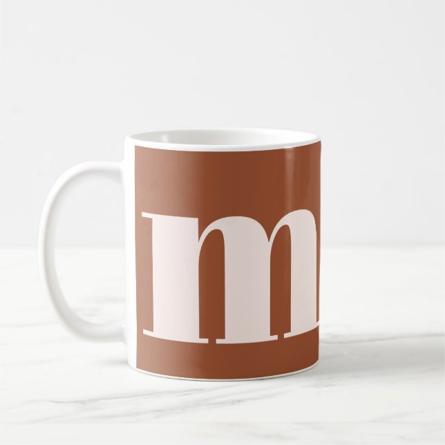 Personlig Retro Monogram med Terracotta Boho Kaffemugg (Vänster)