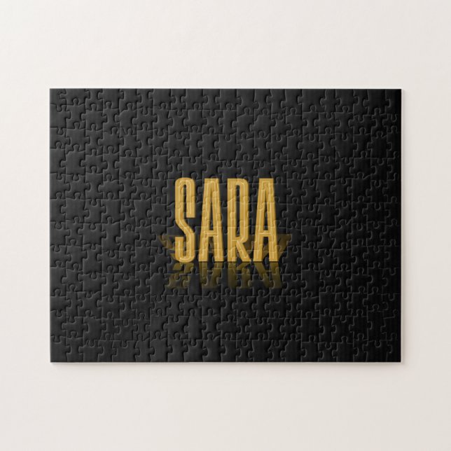 Personlig Retro Movie Poster Sara Guld Pussel (Horisontell)