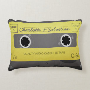 Personlig Retro Music Tape Add Text Novelty Prydnadskudde