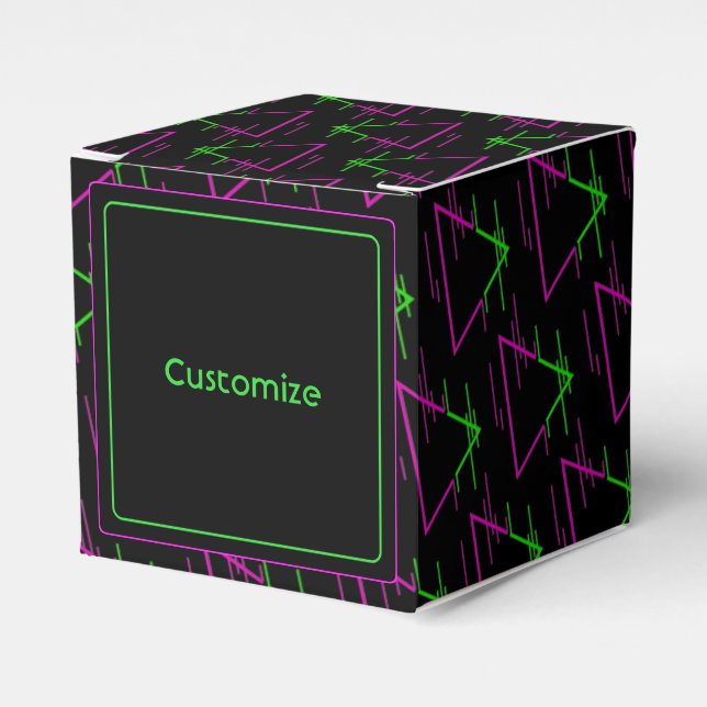 Personlig Retro Neon Geometric Mönster Cube Presentaskar (Framsidan Sidan)
