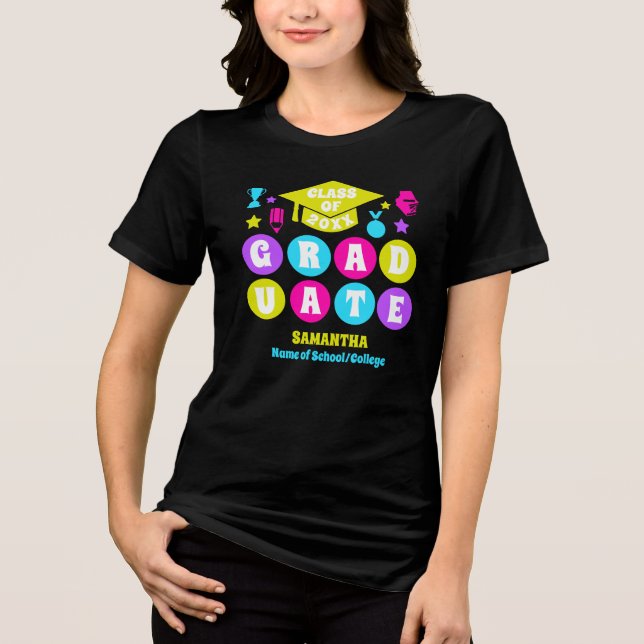 Personlig Retro Neon Studenten T Shirt (Framsida)
